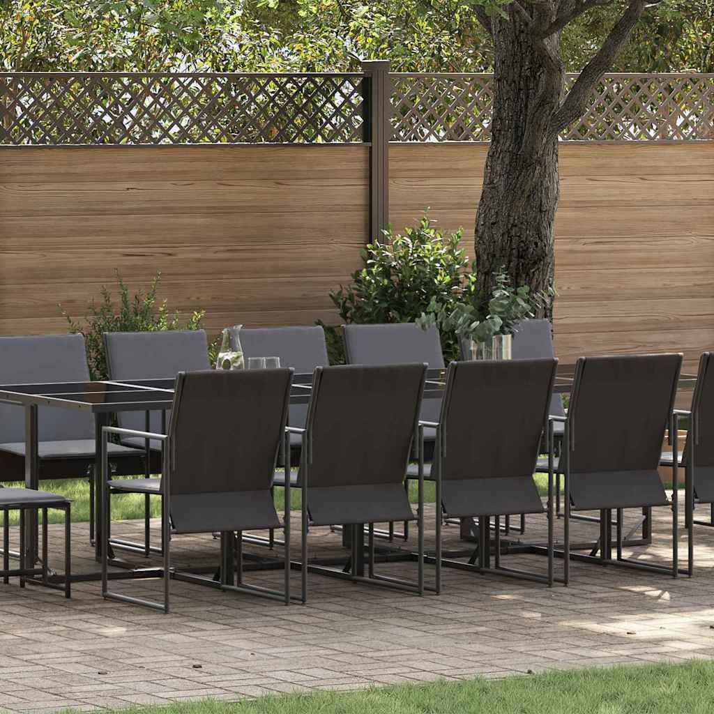 vidaXL Conjunto de Comedor de Jardín 15 uds. Negro Acero