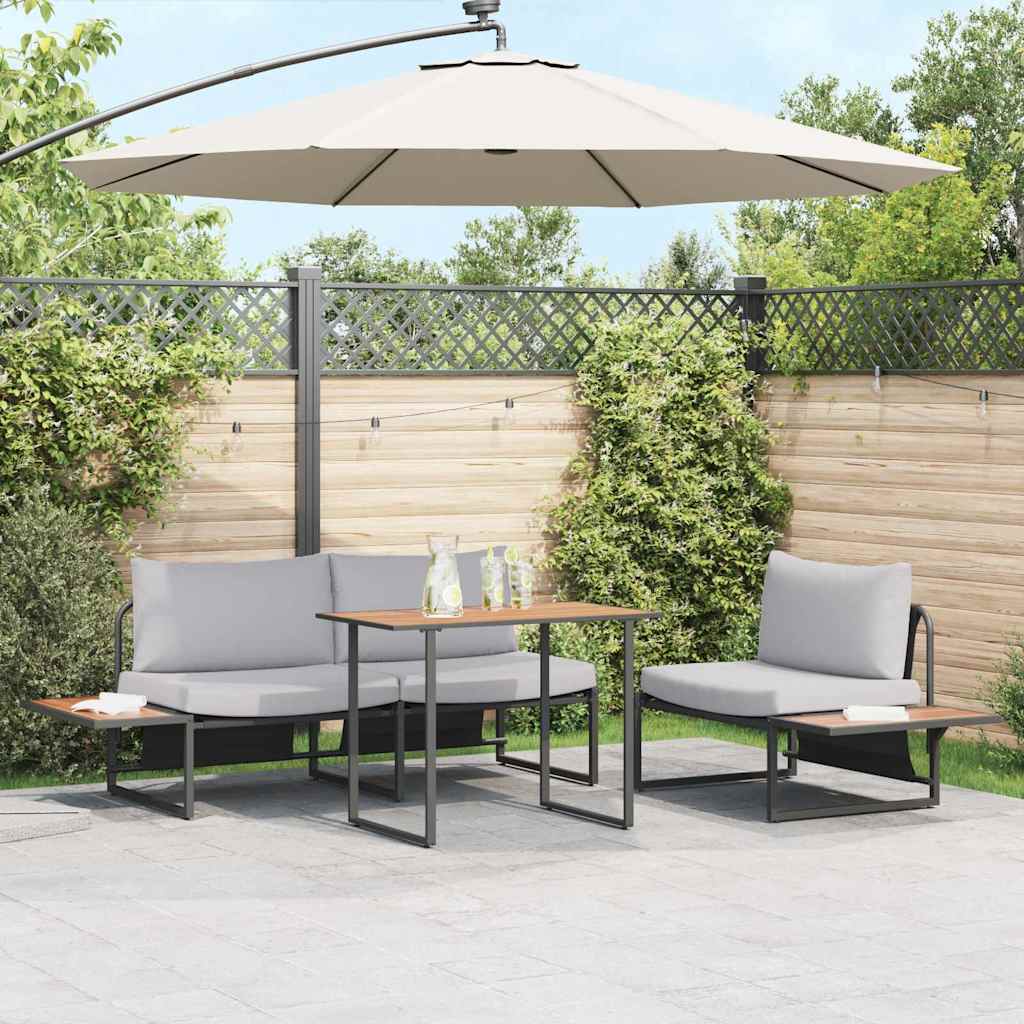 vidaXL Conjunto de Comedor de Jardín 3 uds. Gris Claro Acero