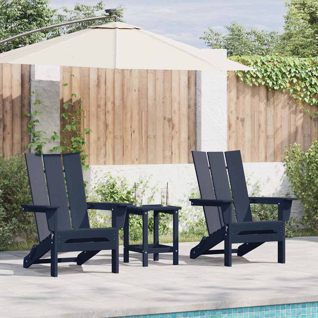vidaXL Silla de Jardín 2 uds. Azul Marino Polietileno