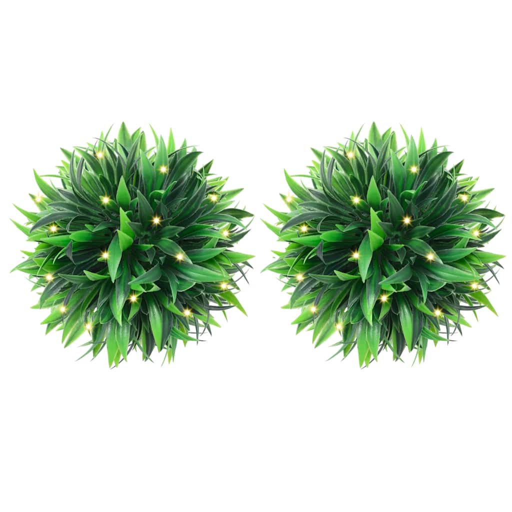 vidaXL Bolas de boj artificial con luces LED 2 unidades 30 cm