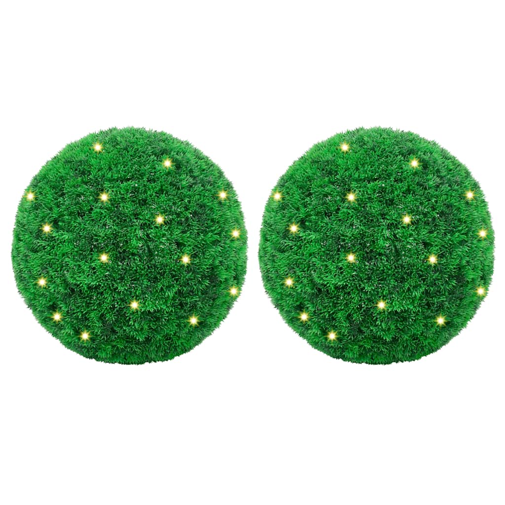 vidaXL Bolas de boj artificial con luces LED 2 unidades 52 cm