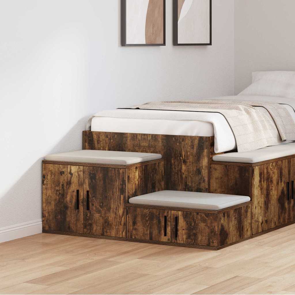 vidaXL Armario de almacenamiento 2 uds. Roble ahumado 103 x 41 x 40 cm