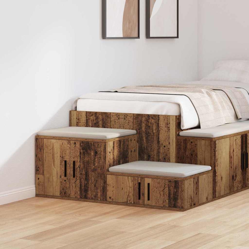 vidaXL Armario de almacenamiento 2 uds. Madera vieja 103 x 41 x 40 cm