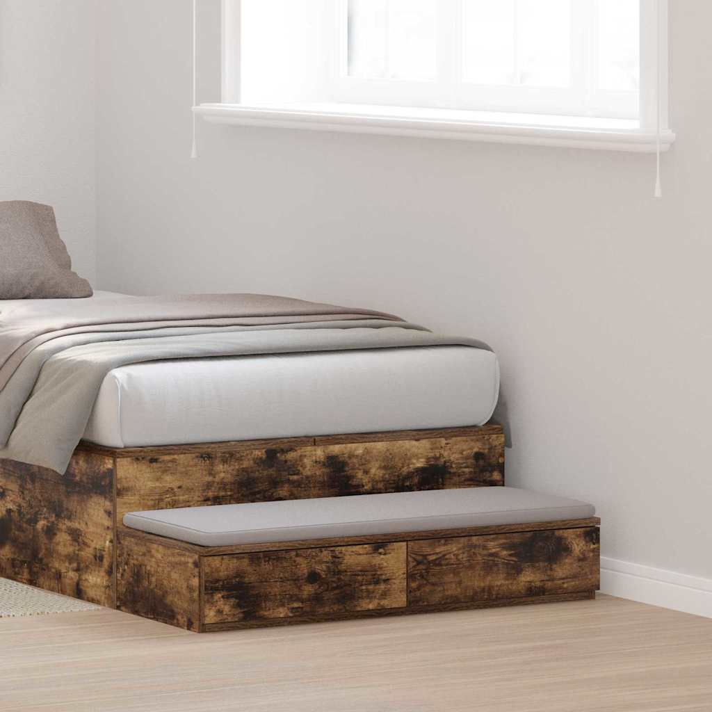 vidaXL Cajones de cama Roble ahumado 100 x 36,5 x 16,5 cm
