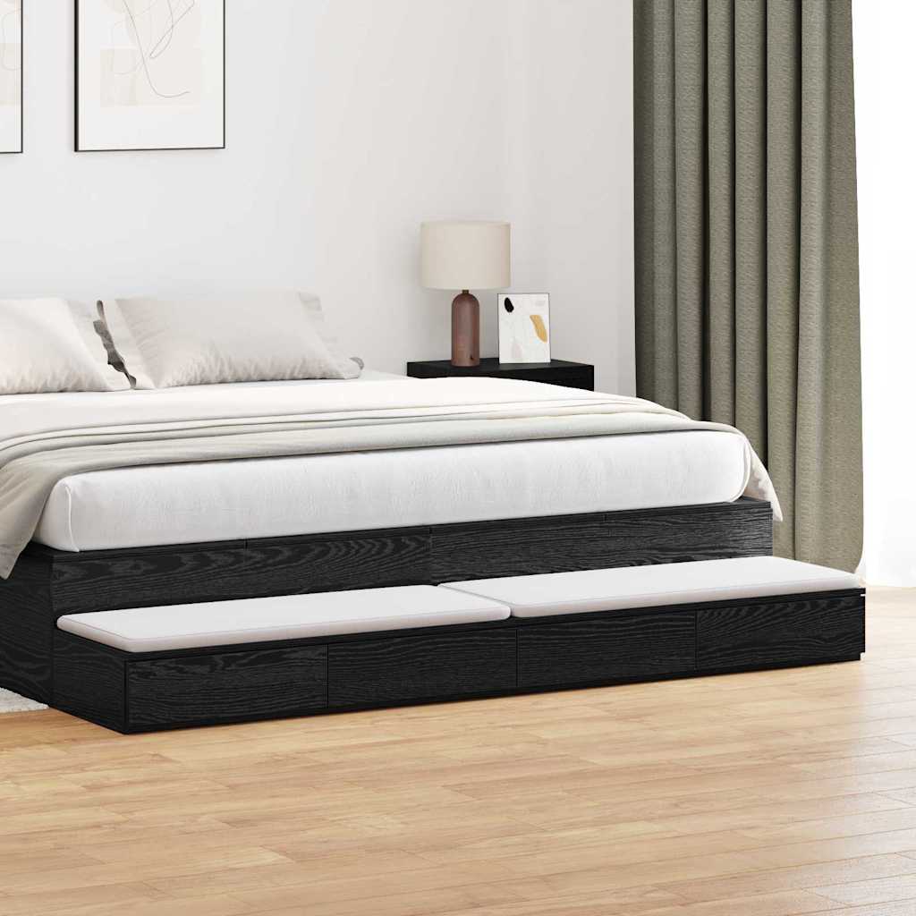 vidaXL Cajones de cama Roble Negro 200 x 36,5 x 16,5 cm