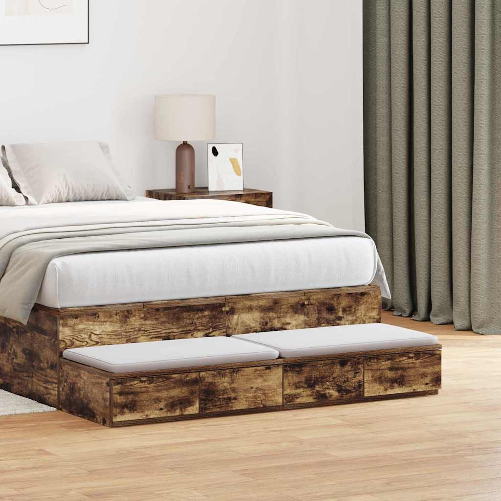 vidaXL Cajones de cama Roble ahumado 120 x 36,5 x 16,5 cm