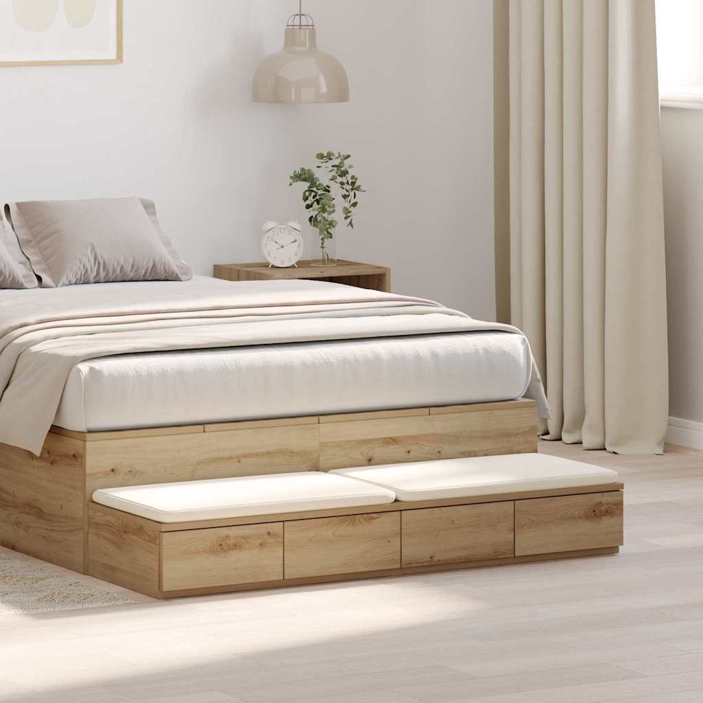 vidaXL Cajones de cama Roble artisan 120 x 36,5 x 16,5 cm