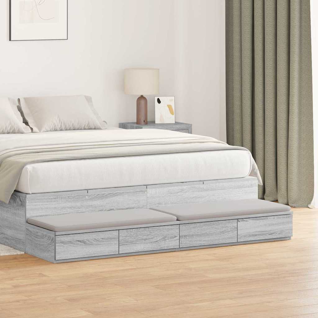 vidaXL Cajones de cama Gris Sonoma 140 x 36,5 x 16,5 cm