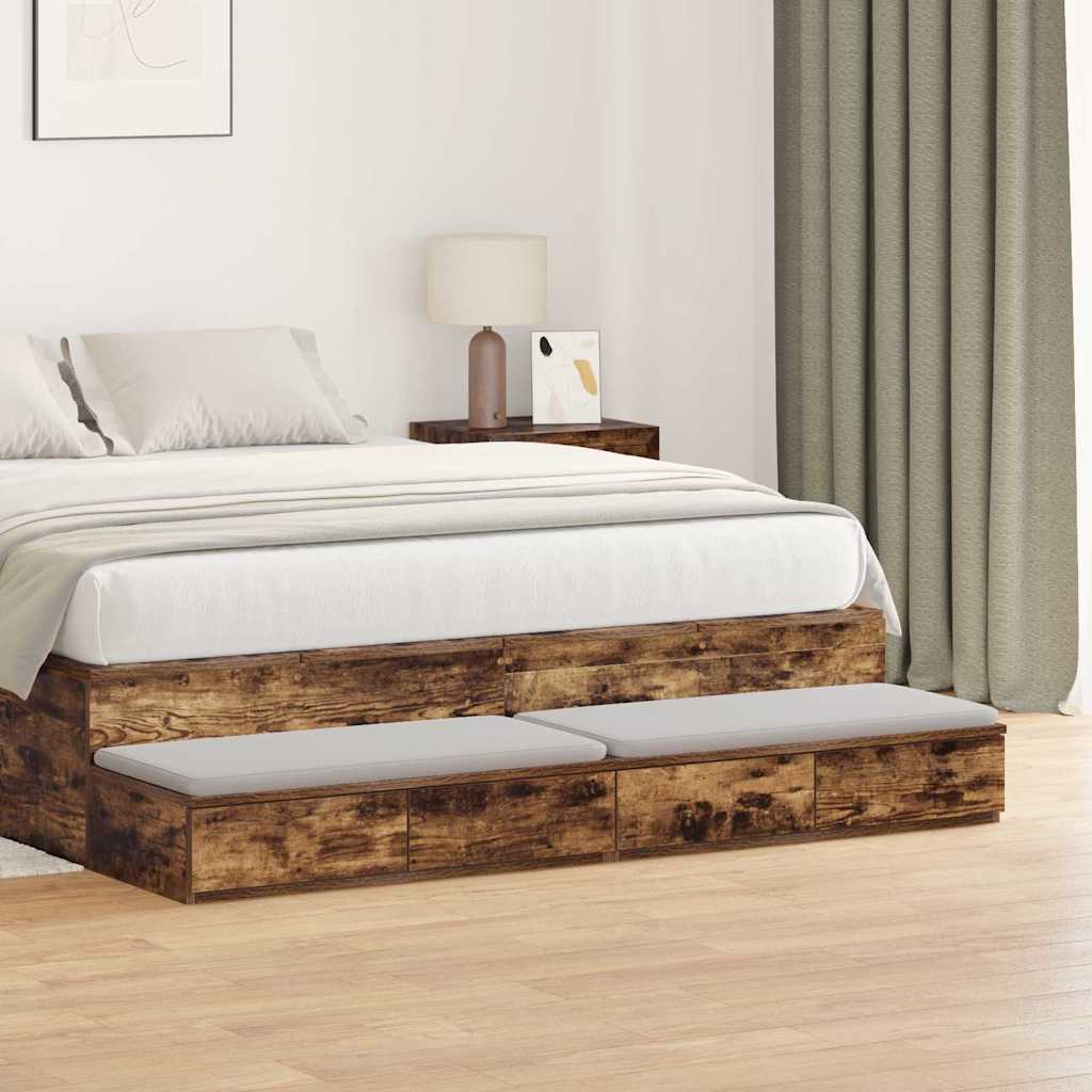 vidaXL Cajones de cama Roble ahumado 150 x 36,5 x 16,5 cm