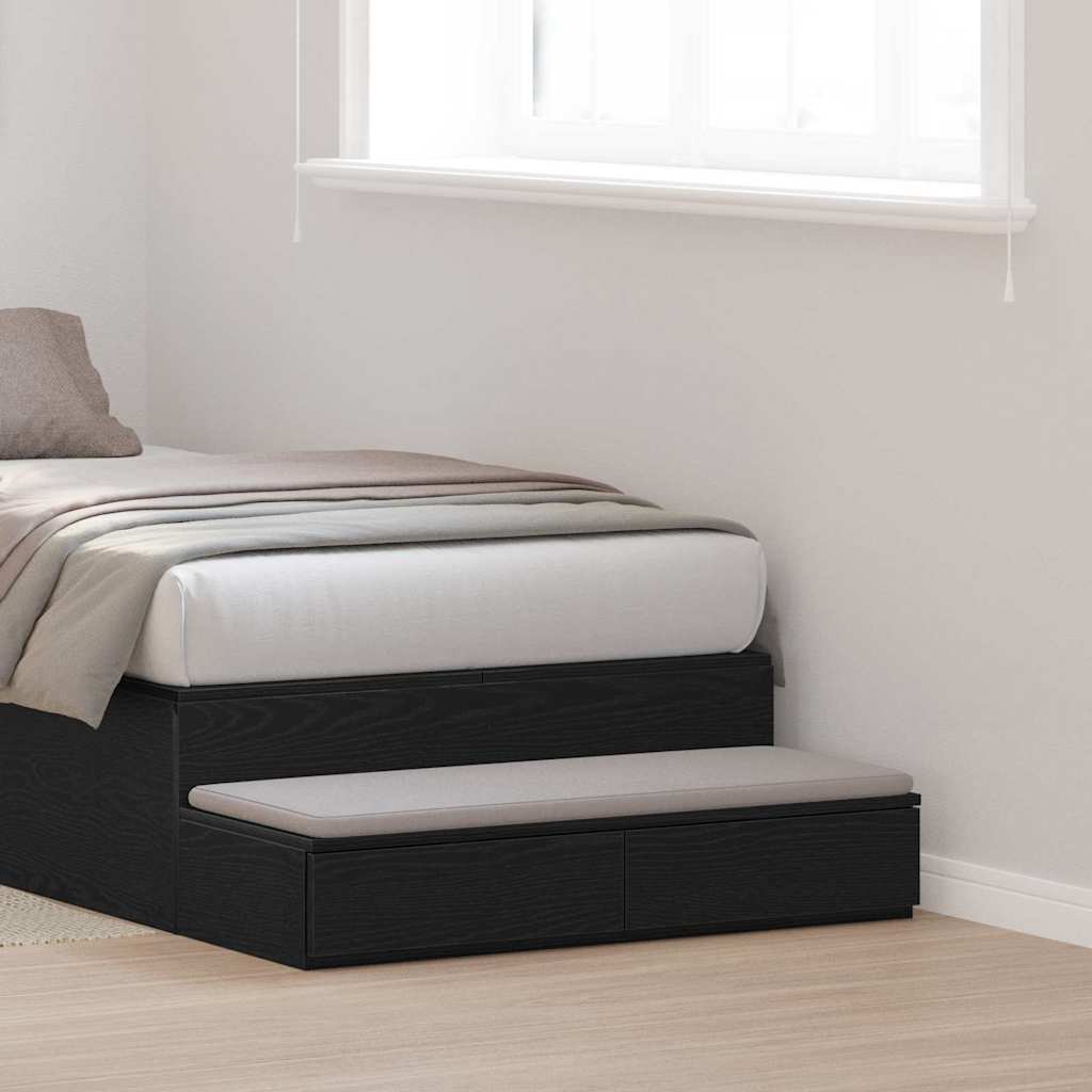 vidaXL Cajones de cama Roble Negro 75 x 36,5 x 16,5 cm