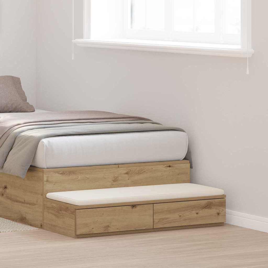 vidaXL Cajones de cama Roble artisan 75 x 36,5 x 16,5 cm