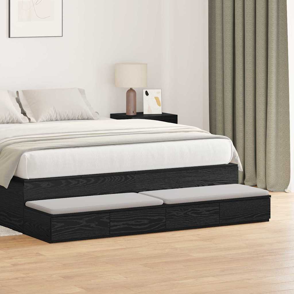 vidaXL Cajones de cama Roble Negro 160 x 36,5 x 16,5 cm