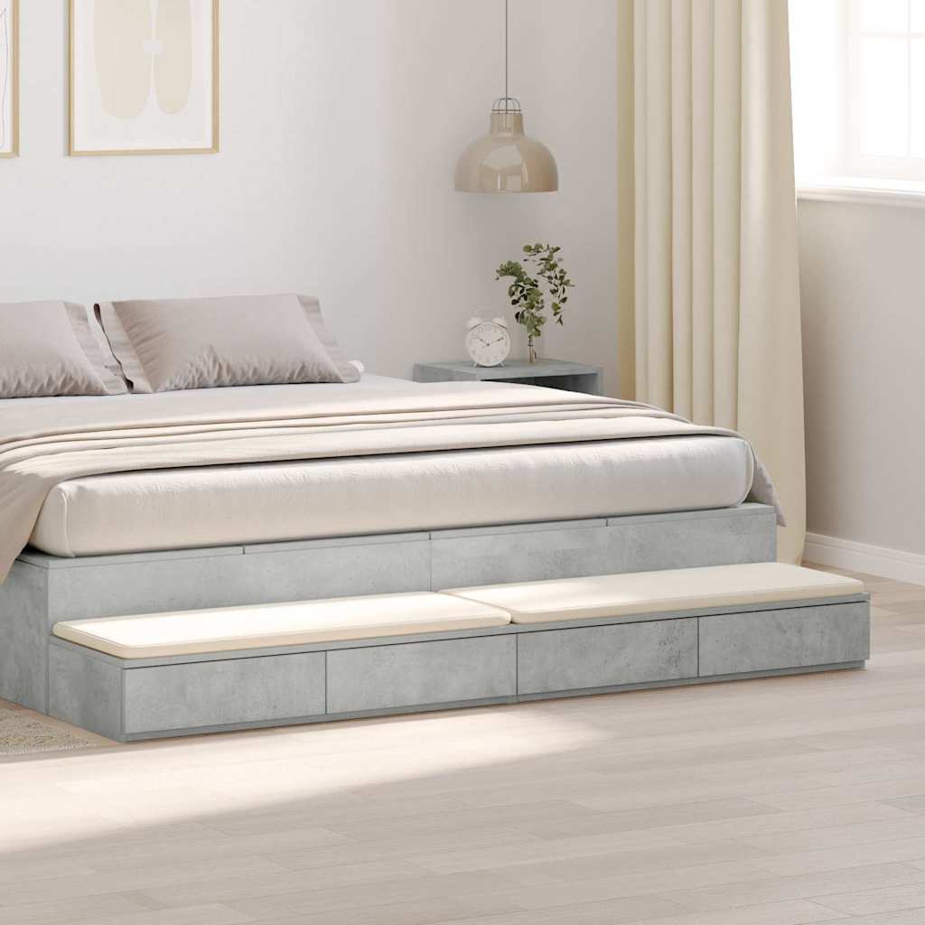 vidaXL Cajones de cama Gris Concreto 180 x 36,5 x 16,5 cm