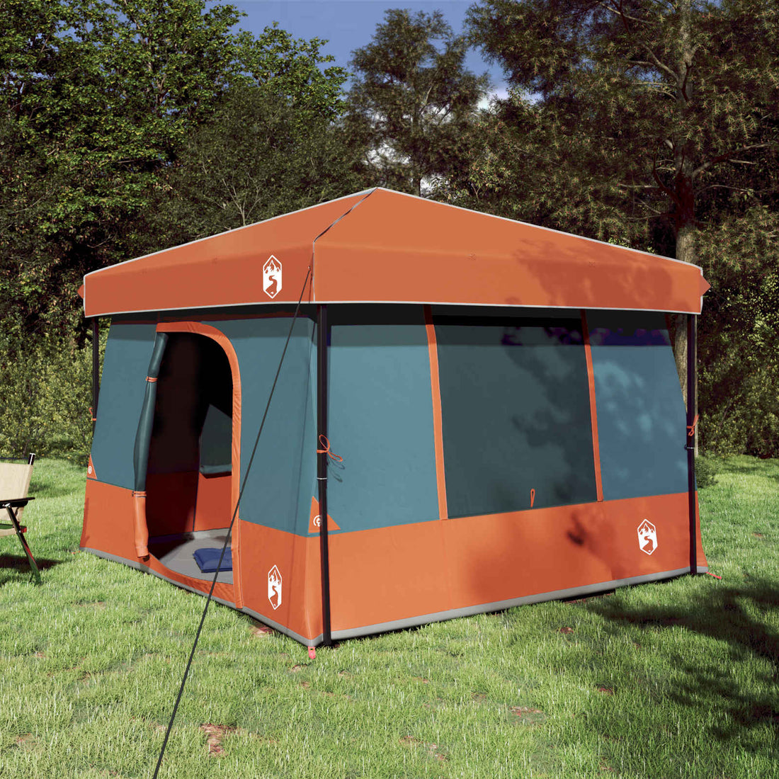 vidaXL Juego de Tienda de Camping 2 uds. 6 persona Gris y naranja
