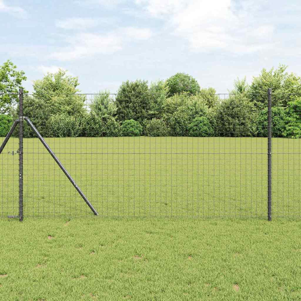 vidaXL Euro Valla 1 x 25 m Hierro recubierto de PVC Gris