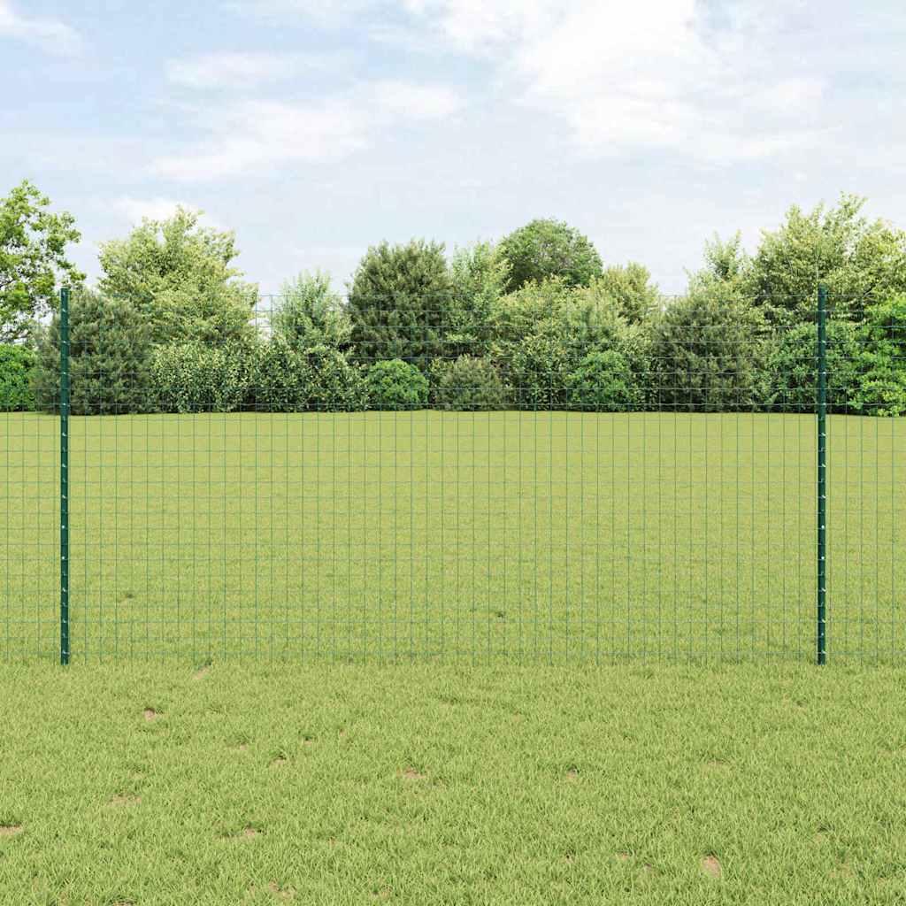 vidaXL Poste de cerca empotrado 22 uds. Verde 160 cm