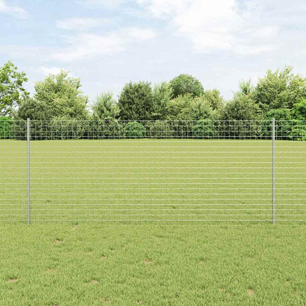 vidaXL Poste de cerca empotrado 22 uds. Plateado 140 cm