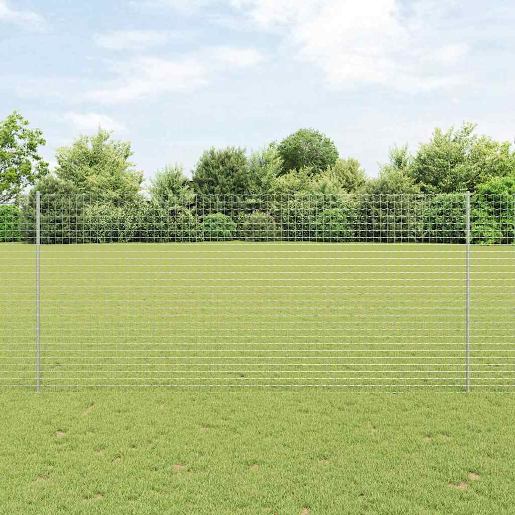 vidaXL Poste de cerca empotrado 22 uds. Plateado 180 cm