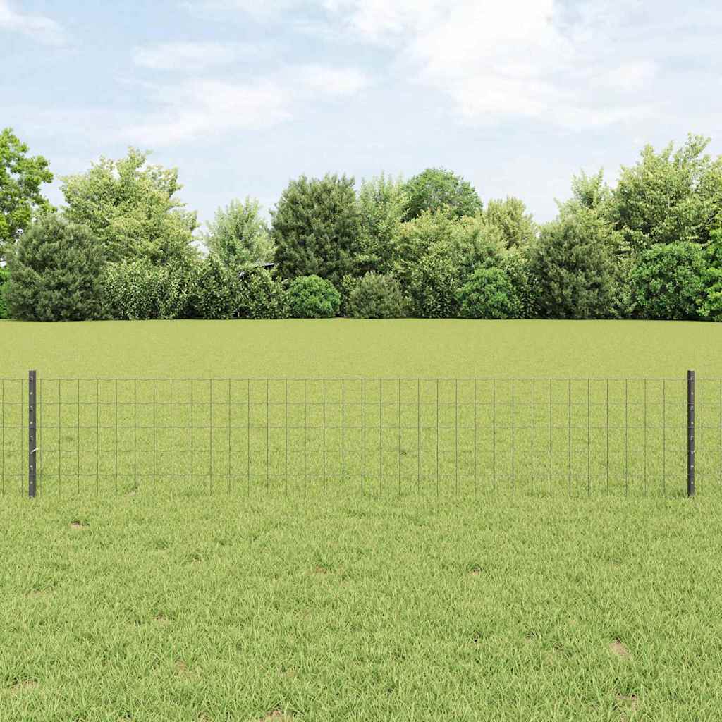 vidaXL Valla Euro con Poste 10 x 0,4 m Acero recubierto de PVC Gris