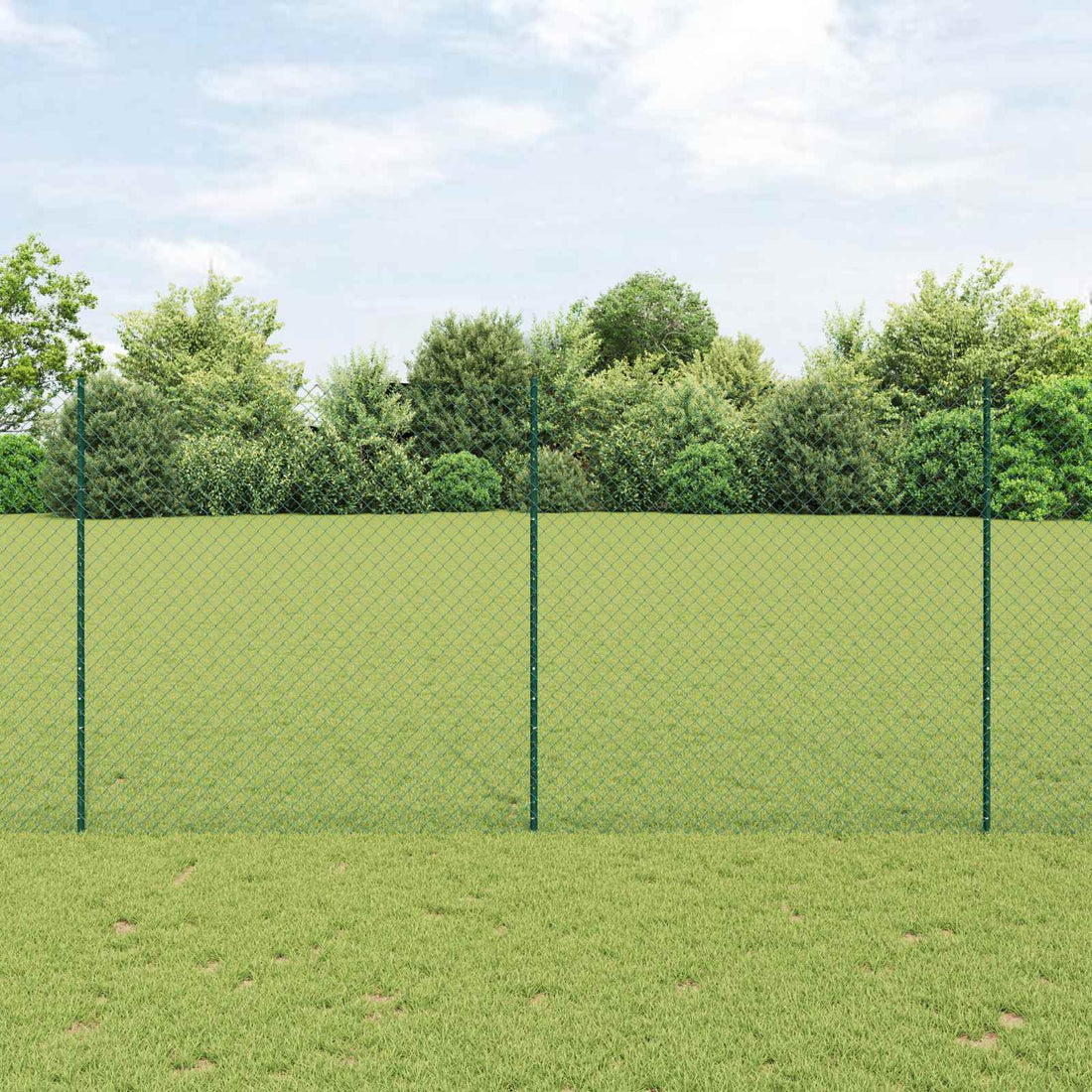 vidaXL Cerca de eslabones de cadena con poste 10 x 1,6 m Verde Malla