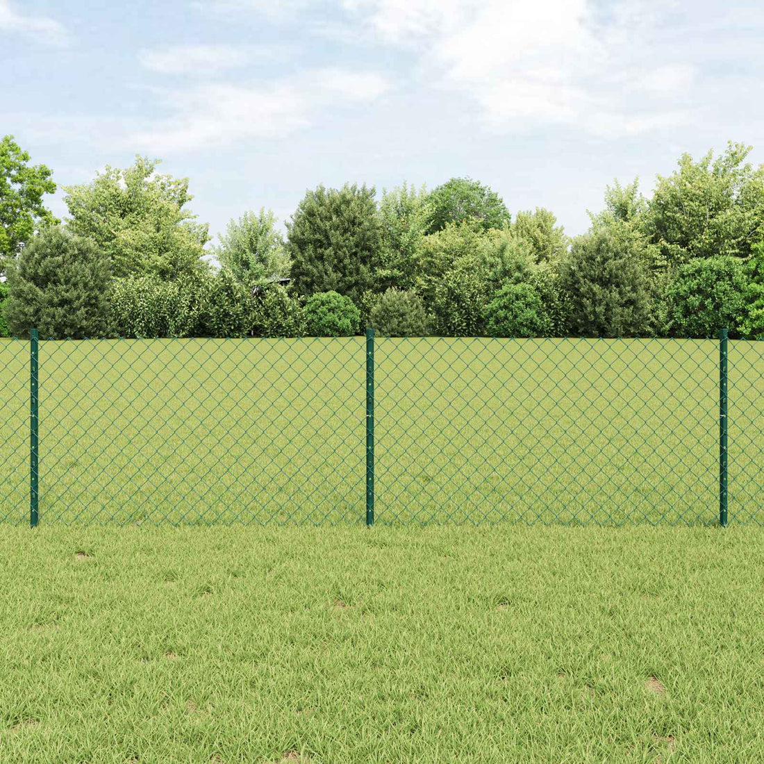 vidaXL Cerca de eslabones de cadena con poste 25 x 0,6 m Verde Malla