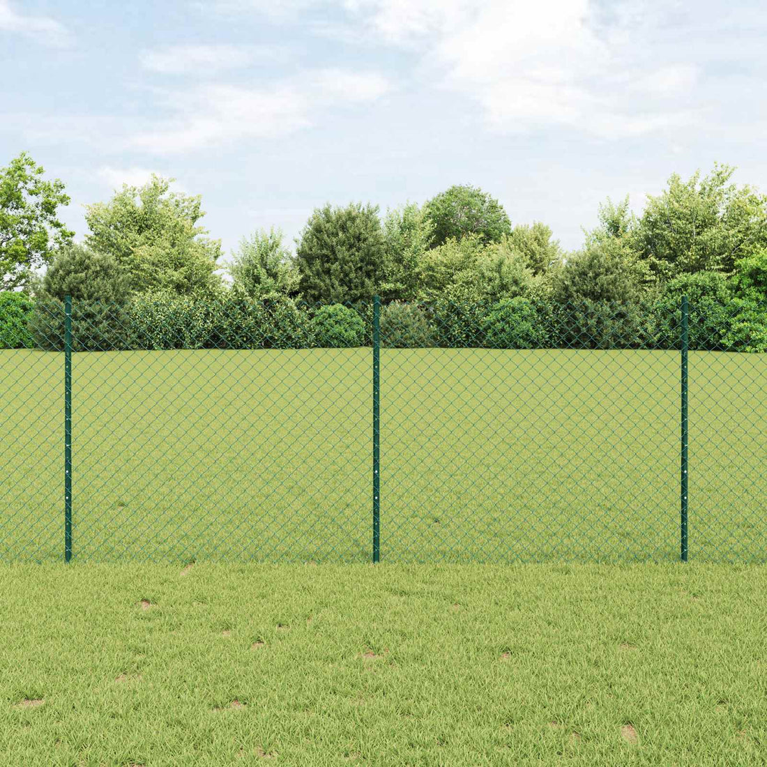 vidaXL Cerca de eslabones de cadena con poste 25 x 1 m Verde Malla