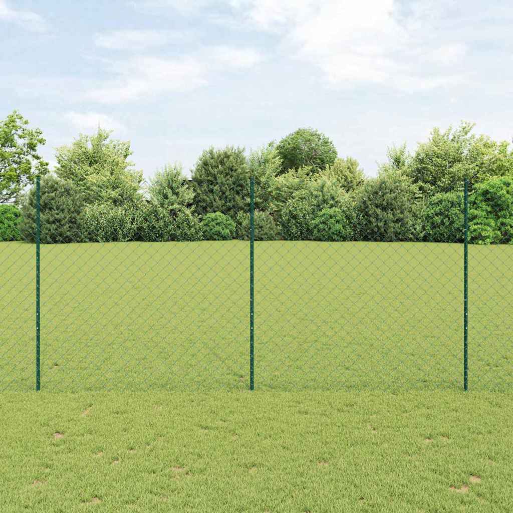 vidaXL Cerca de eslabones de cadena con poste 25 x 1,5 m Verde Malla