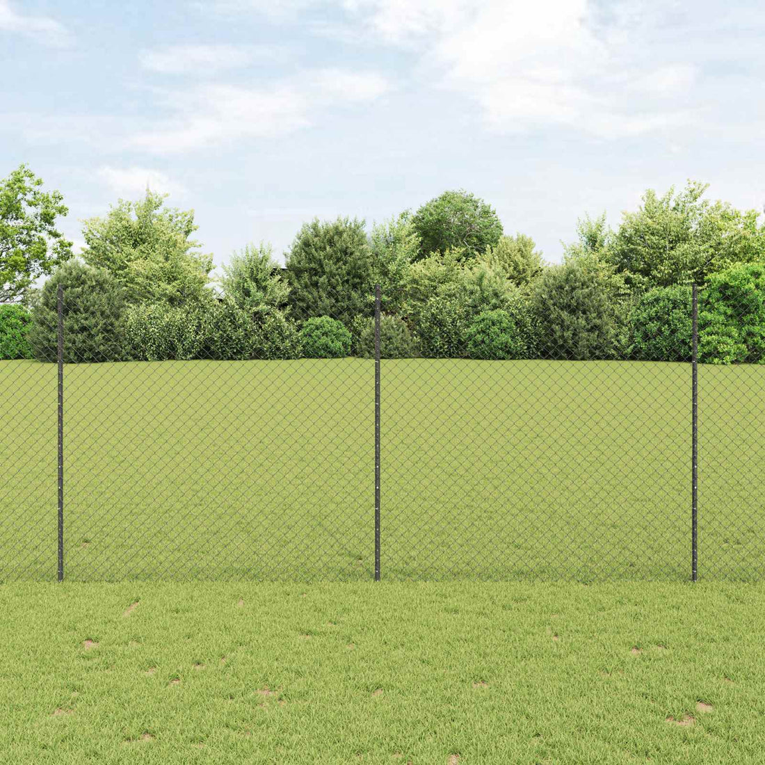 vidaXL Cerca de eslabones de cadena con poste 10 x 1,4 m Gris Malla