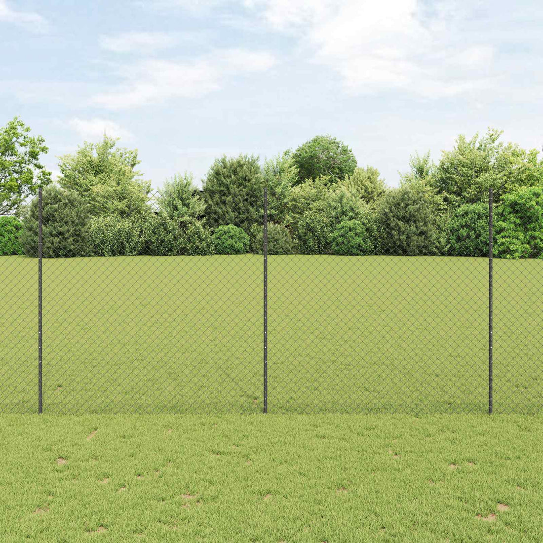 vidaXL Cerca de eslabones de cadena con poste 10 x 1,6 m Gris Malla
