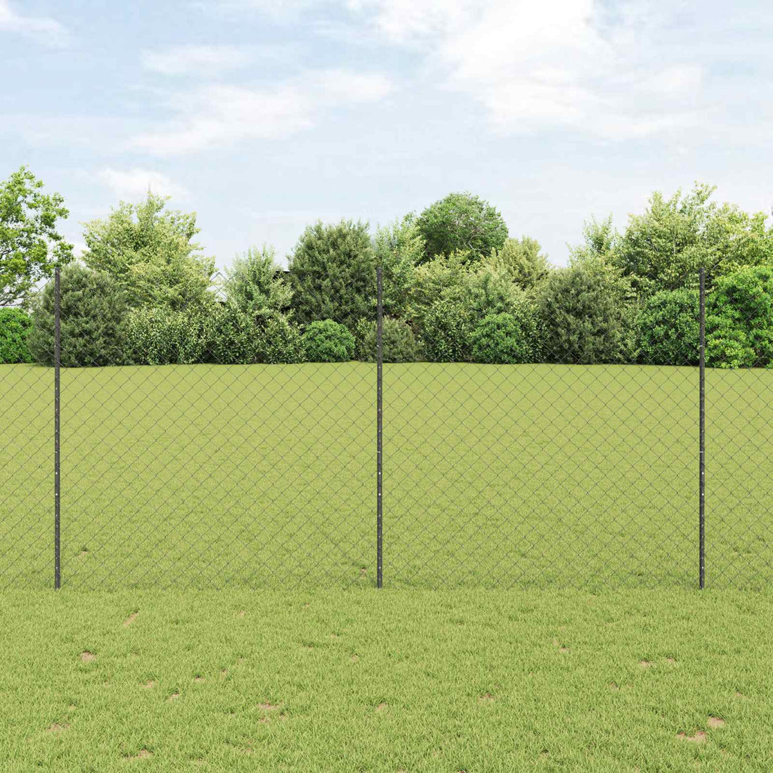 vidaXL Cerca de eslabones de cadena con poste 10 x 1,5 m Gris Malla