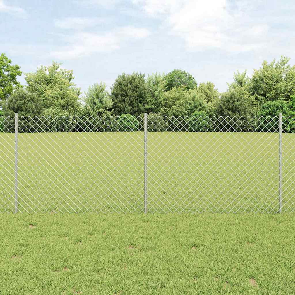 vidaXL Cerca de eslabones de cadena con poste 10 x 0,8 m Plateado