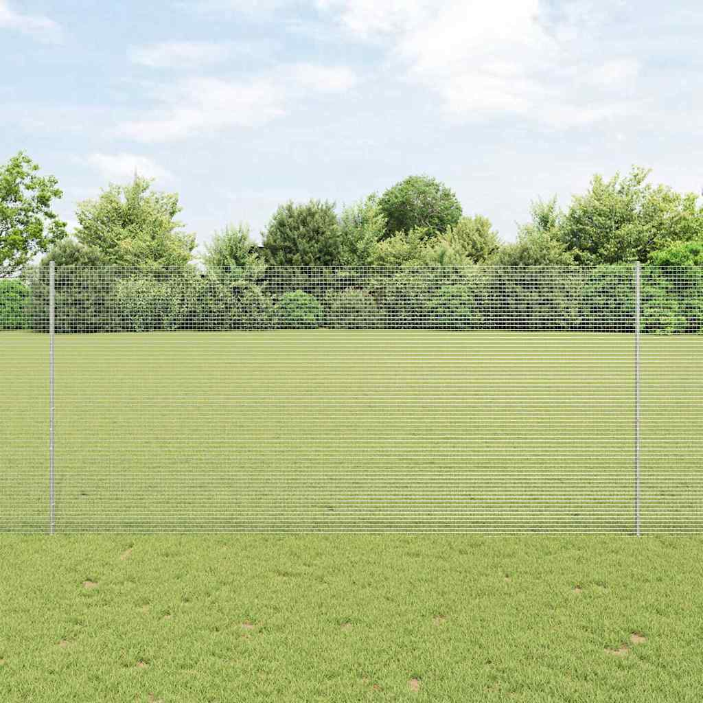 vidaXL Cerca de alambre soldado con postes 10 x 1,4 m Plateado Malla