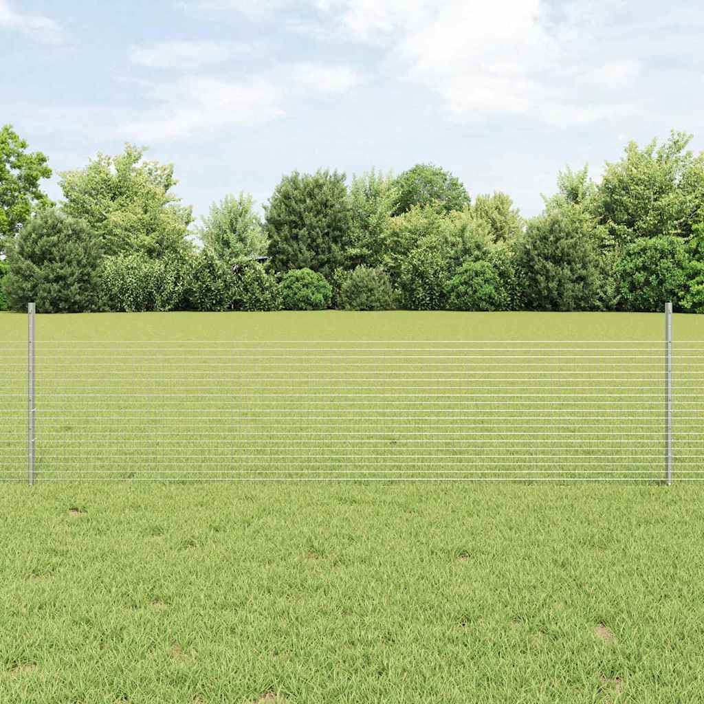 vidaXL Cerca de alambre soldado con postes 25 x 0,5 m Plateado Malla