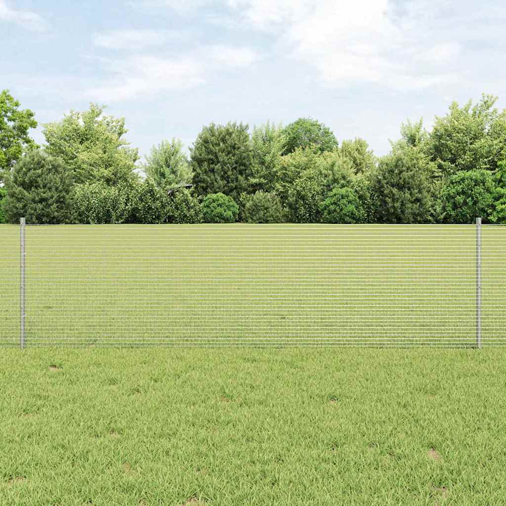 vidaXL Cerca de alambre soldado con postes 25 x 0,6 m Plateado Malla