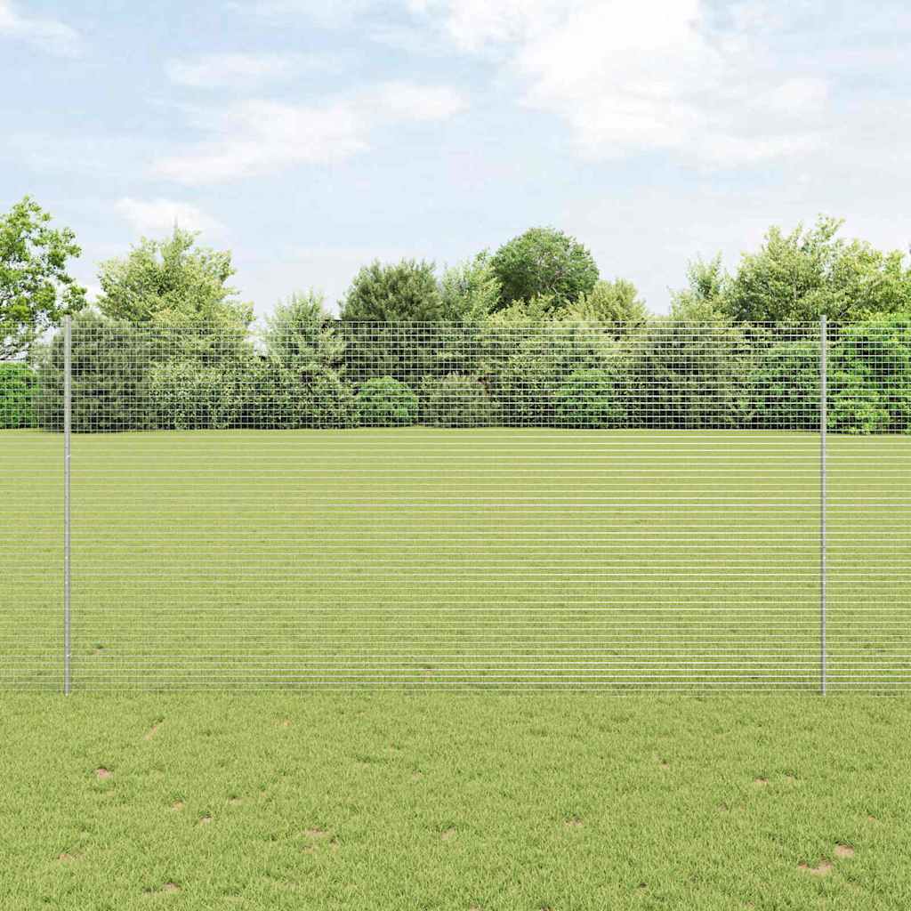 vidaXL Cerca de alambre soldado con postes 25 x 1,6 m Plateado Malla