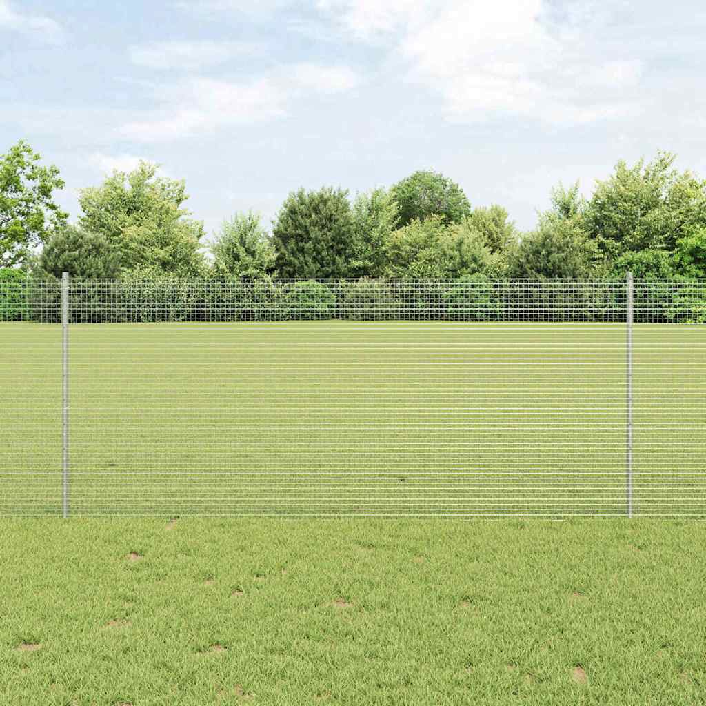 vidaXL Cerca de alambre soldado con postes 50 x 1 m Acero Galvanizado