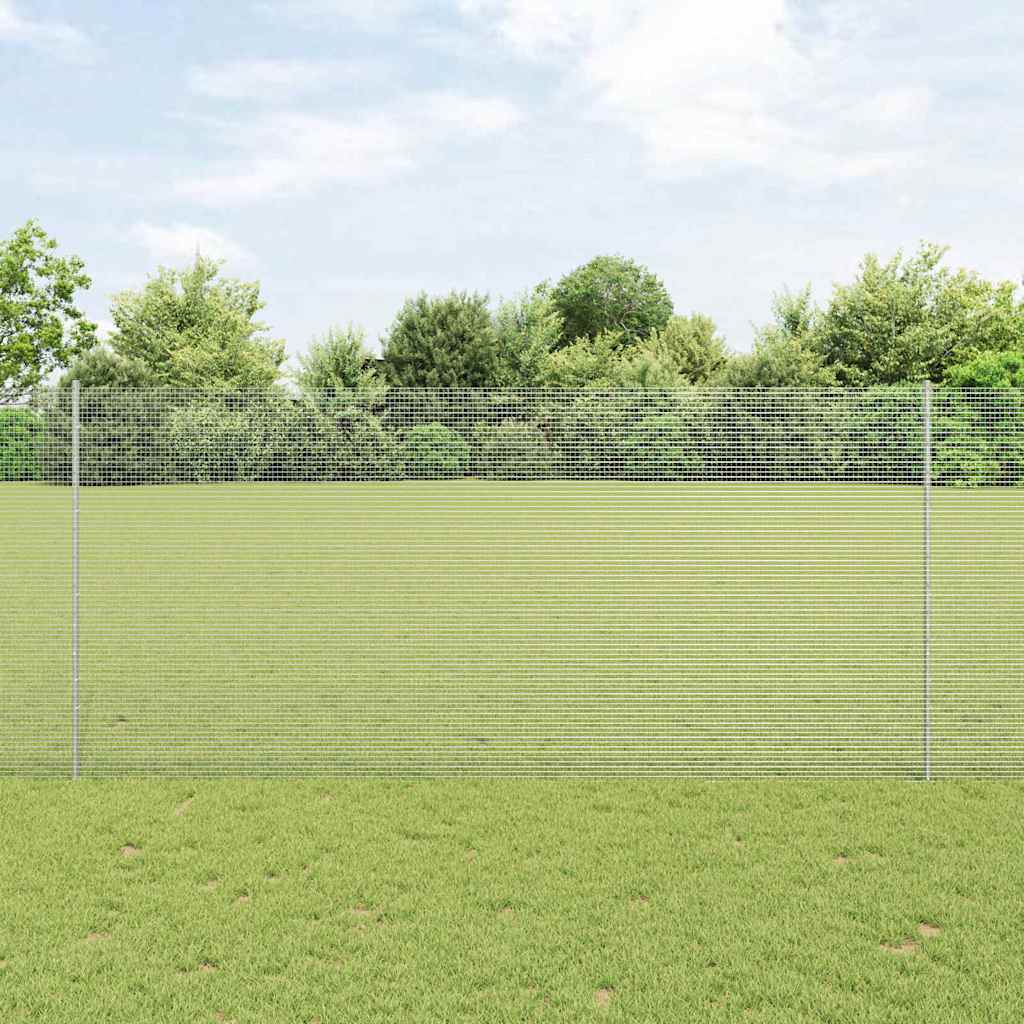 vidaXL Cerca de alambre soldado con postes 50 x 1,4 m Plateado Malla