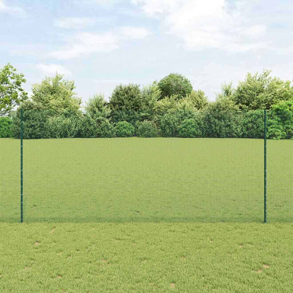 vidaXL Cerca de alambre soldado con postes 10 x 1,4 m Verde Malla