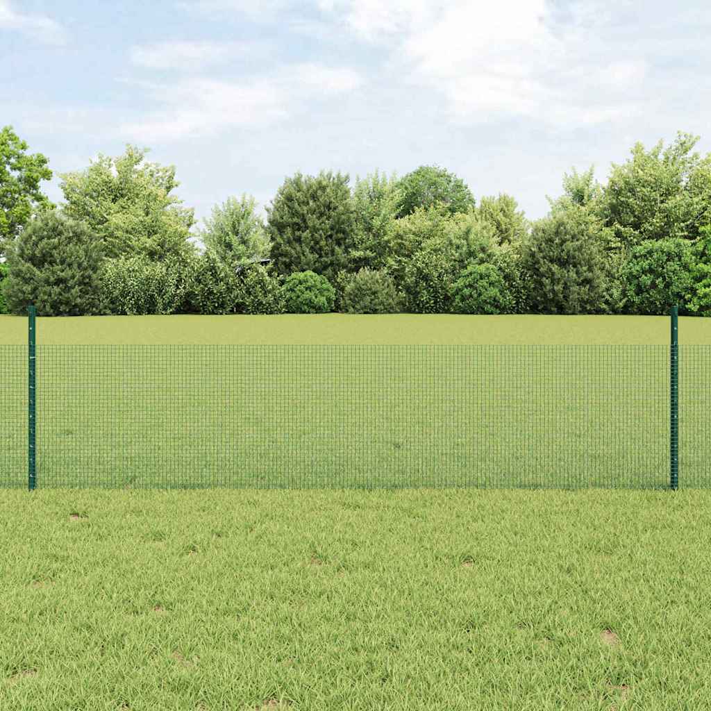 vidaXL Cerca de alambre soldado con postes 25 x 0,5 m Verde Malla