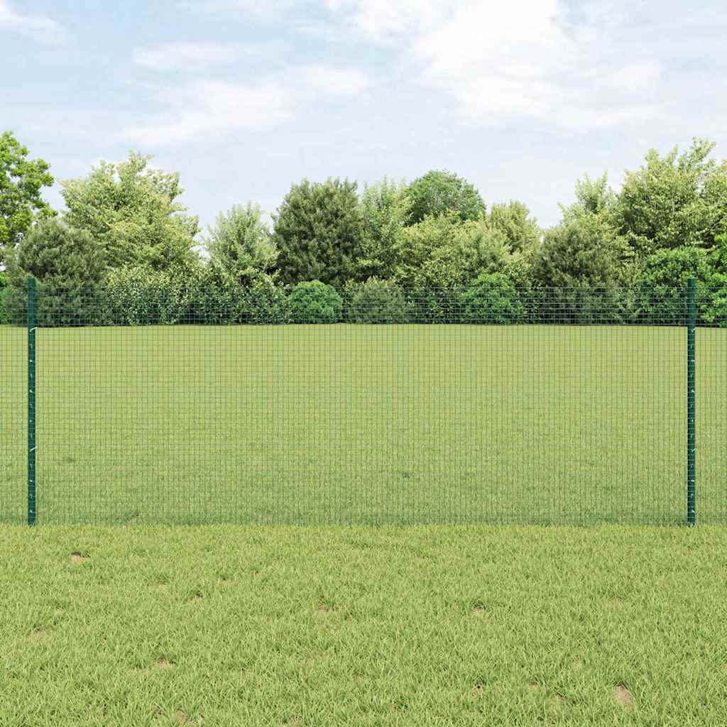 vidaXL Cerca de alambre soldado con postes 25 x 0,8 m Verde Malla