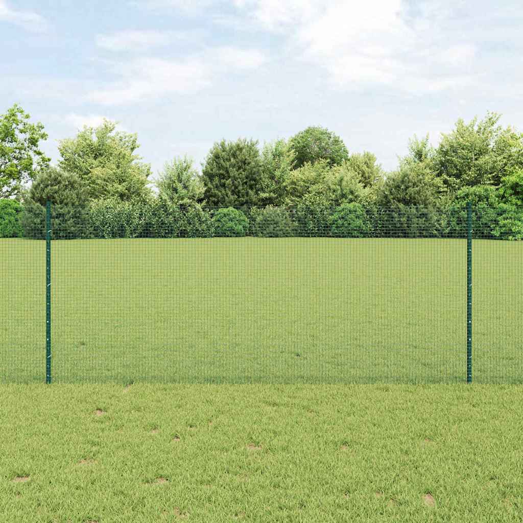 vidaXL Cerca de alambre soldado con postes 25 x 1 m Acero Galvanizado