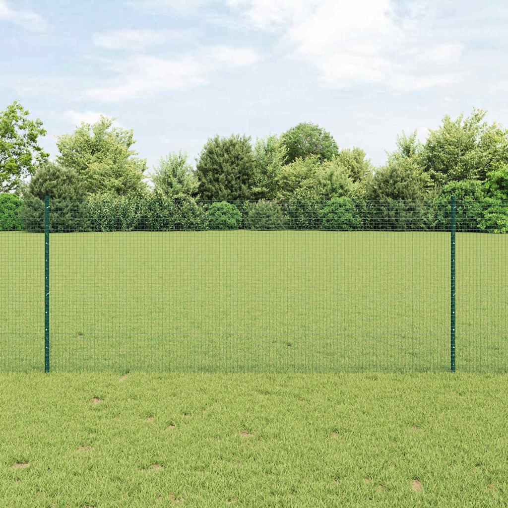 vidaXL Cerca de alambre soldado con postes 25 x 1 m Acero Galvanizado