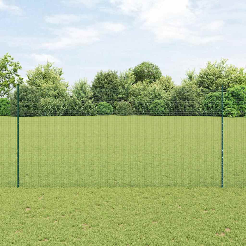 vidaXL Cerca de alambre soldado con postes 25 x 1,5 m Verde Malla