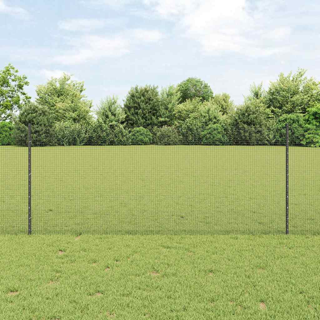 vidaXL Cerca de alambre soldado con postes 10 x 1 m Acero Galvanizado