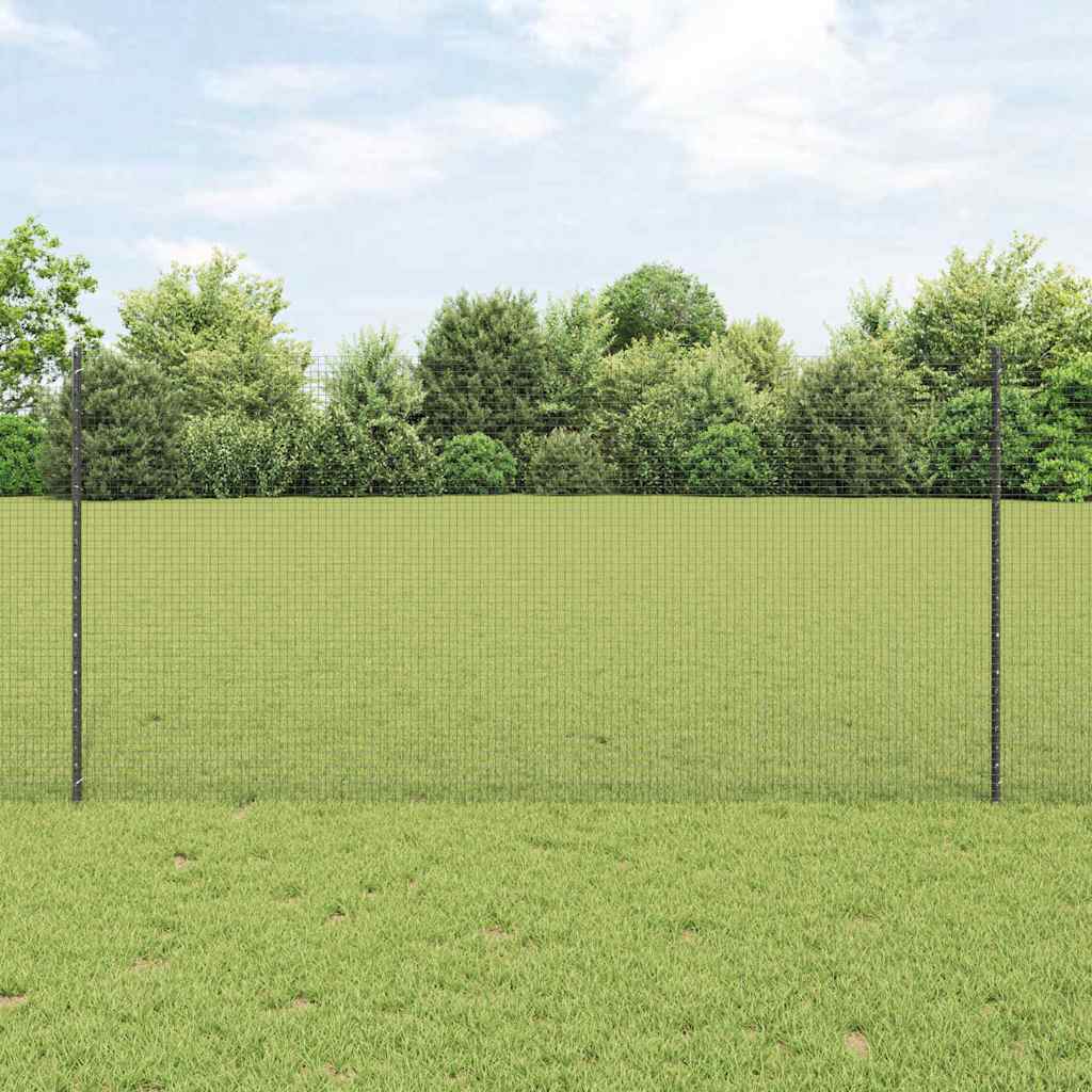 vidaXL Cerca de alambre soldado con postes 25 x 1,2 m Gris Malla