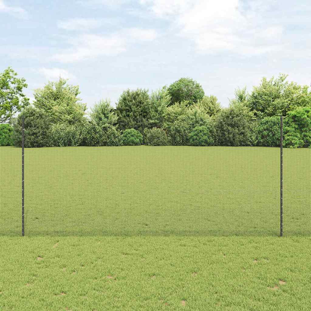 vidaXL Cerca de alambre soldado con postes 25 x 1,4 m Gris Malla