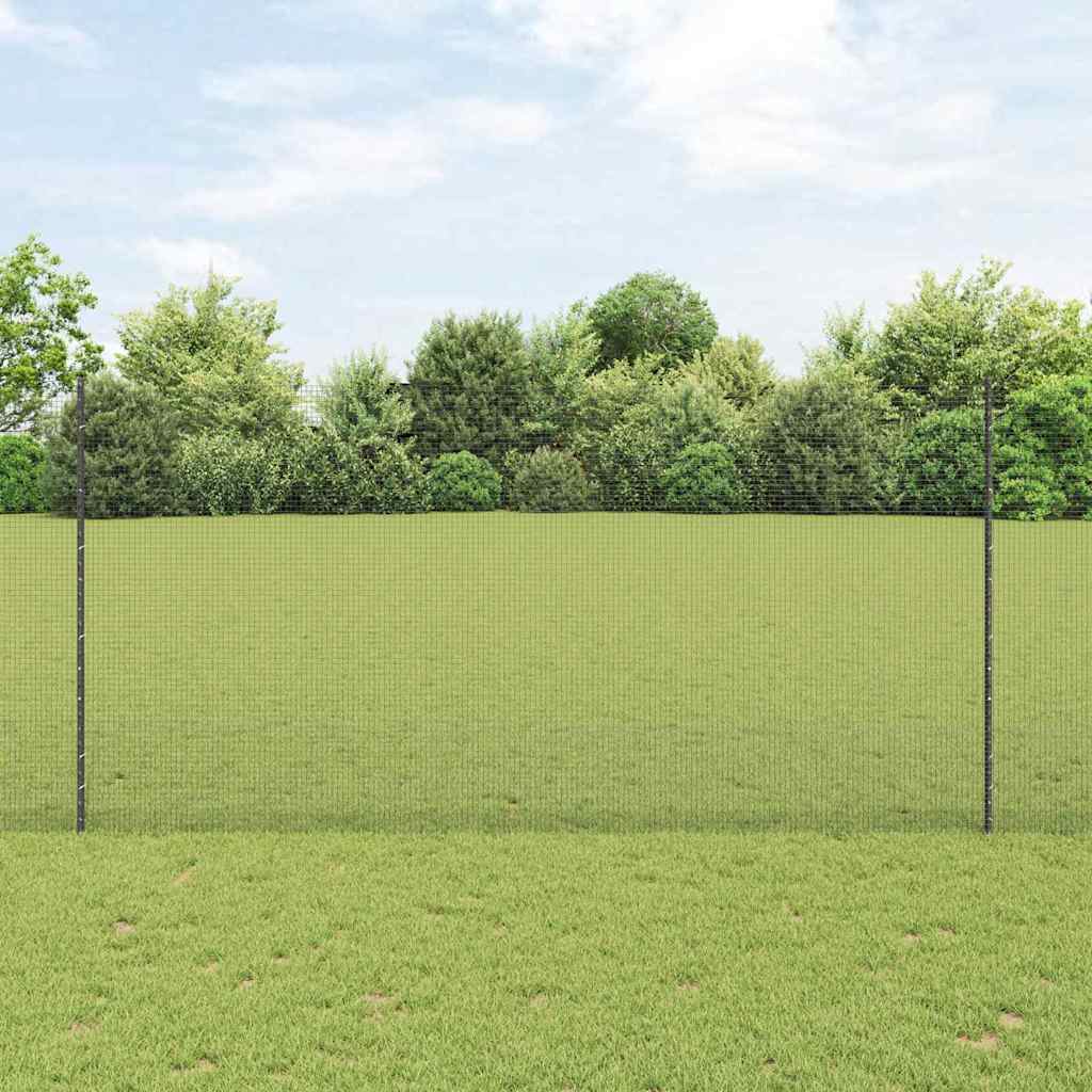 vidaXL Cerca de alambre soldado con postes 25 x 1,5 m Gris Malla