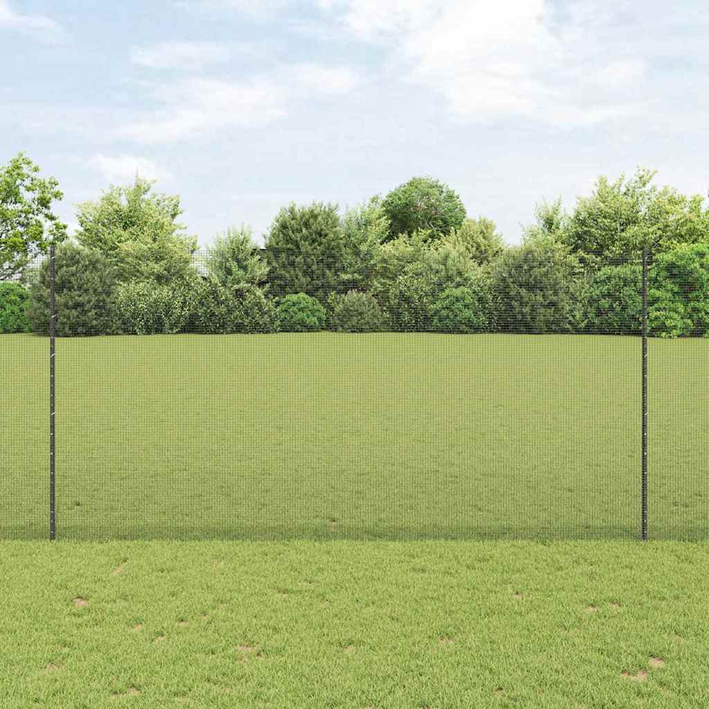 vidaXL Cerca de alambre soldado con postes 25 x 1,6 m Gris Malla