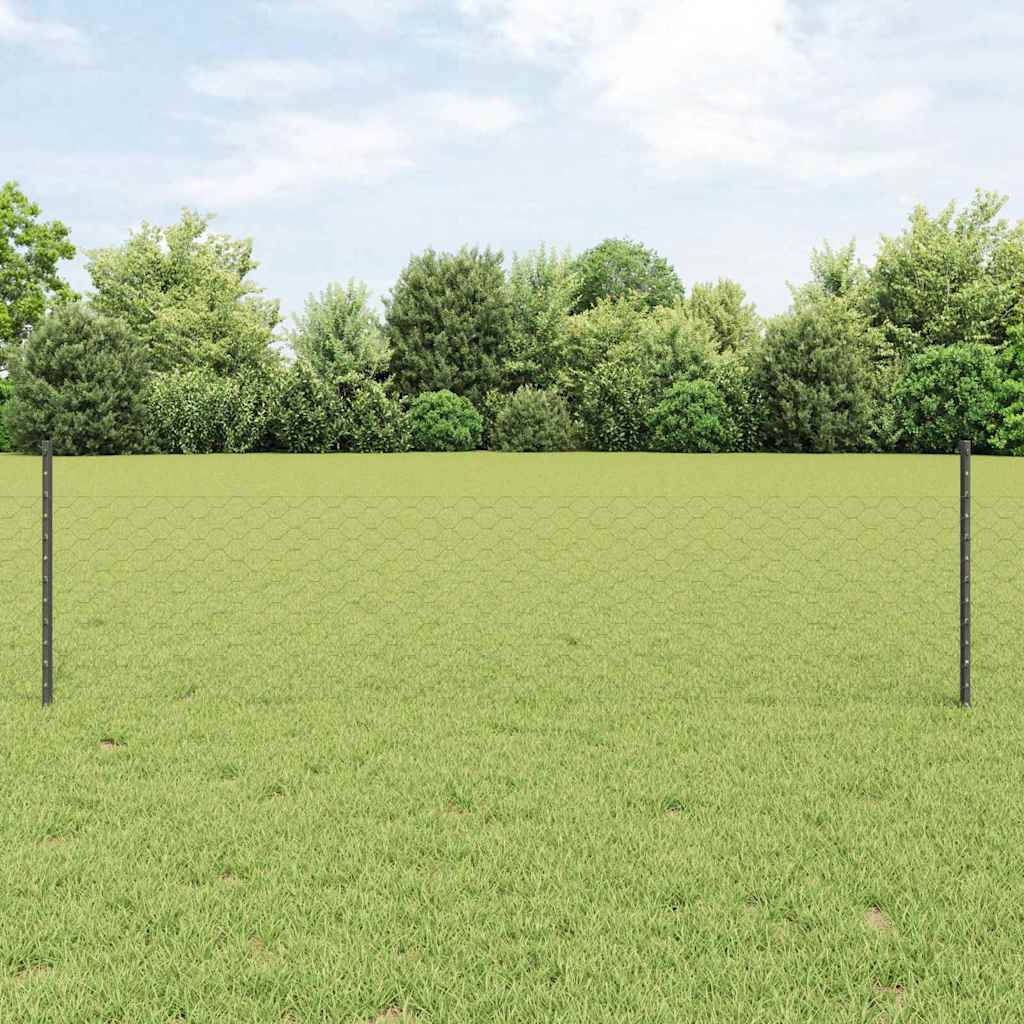 vidaXL Valla hexagonal con poste 25 x 0,5 m Acero recubierto de PVC