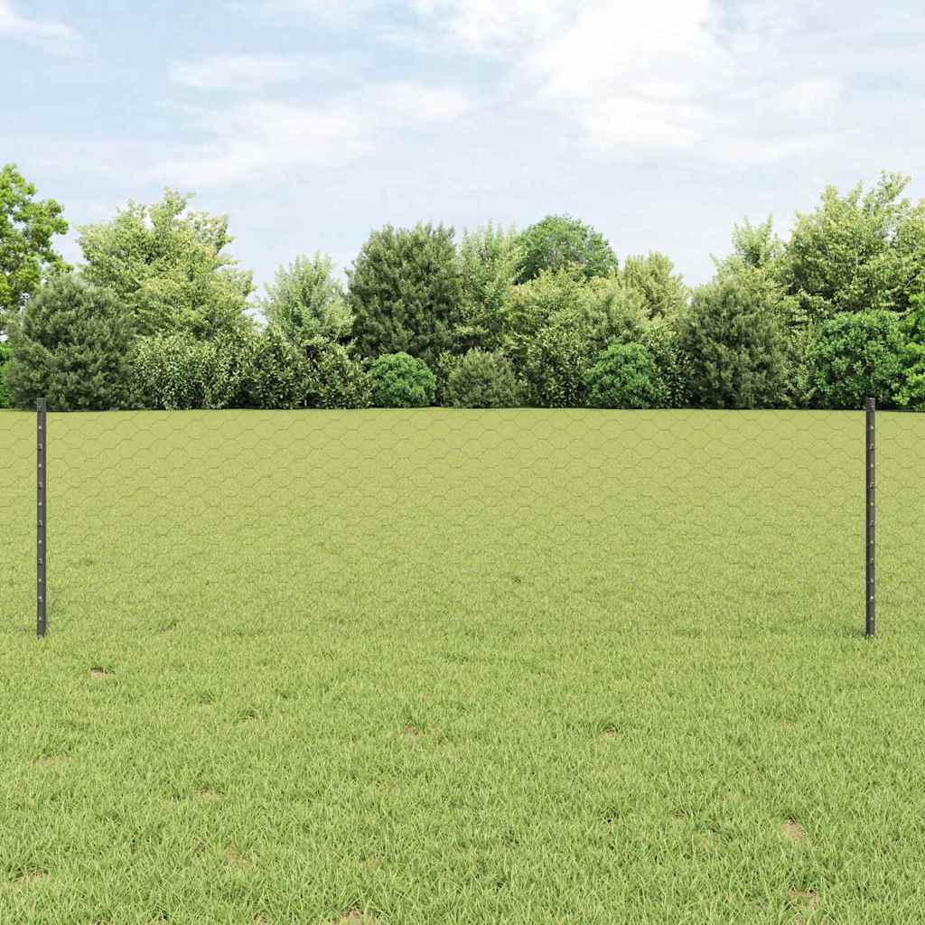 vidaXL Valla hexagonal con poste 25 x 0,6 m Acero recubierto de PVC